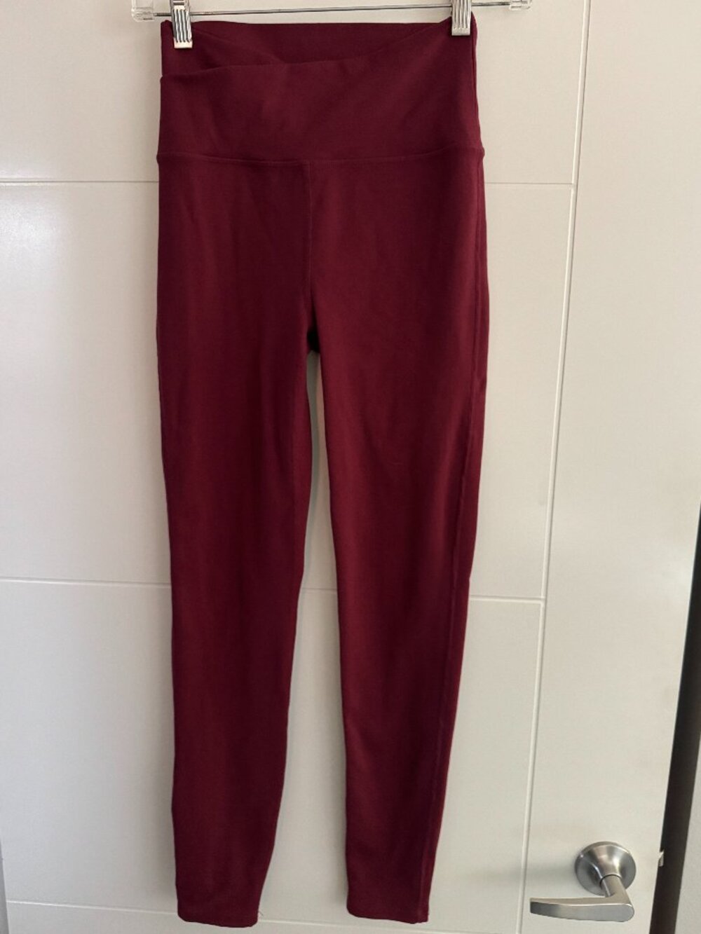 Marika Dry-Wik High Waisted Athletic Leggings - Deep Red / Maroon (S)